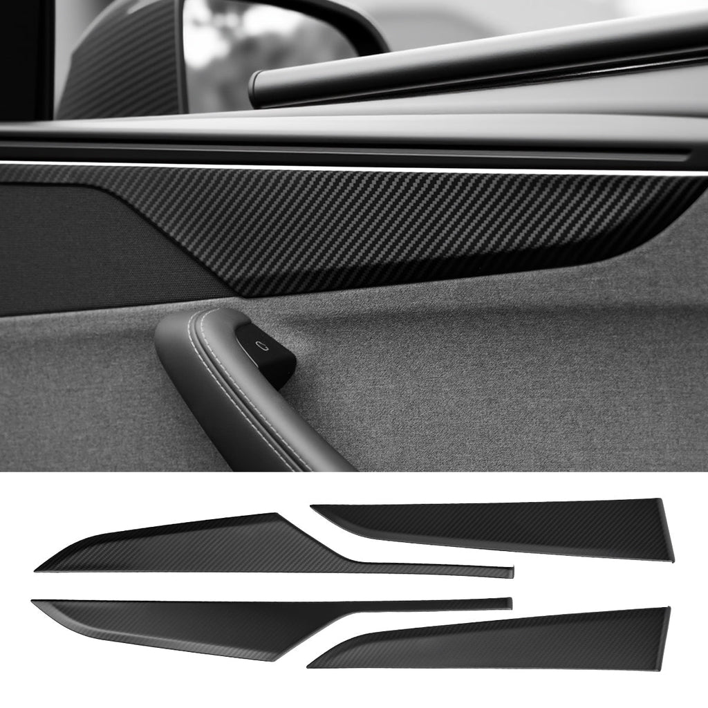 Dry Carbon Fiber Door Panel Trim Covers for Tesla Model Y Juniper