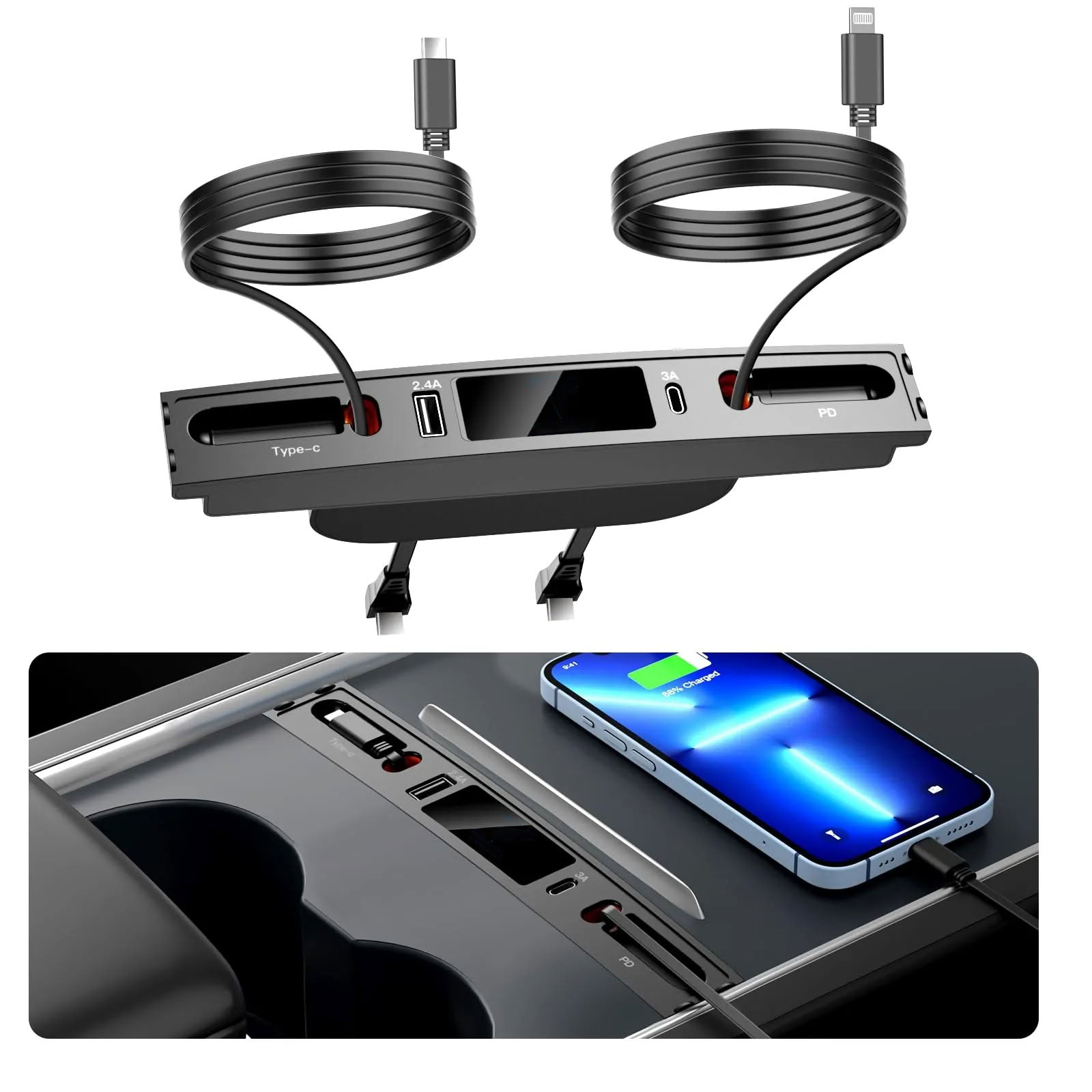 Retractable USB Hub for Tesla Model 3/Y