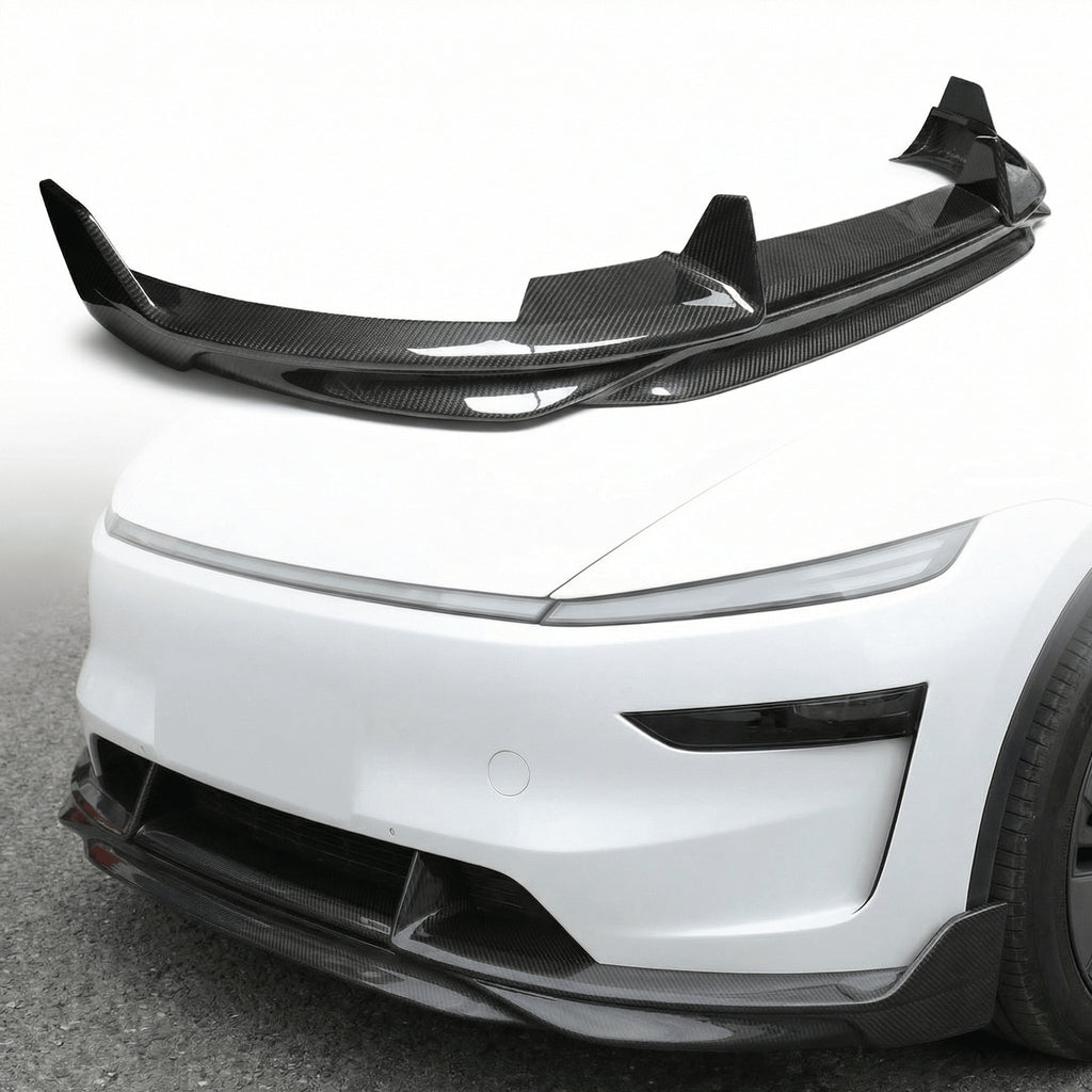 2025+ Model Y Juniper Carbon Fiber Front Lip Splitterc- High Performance Exterior Upgrade (Glossy/Matte)