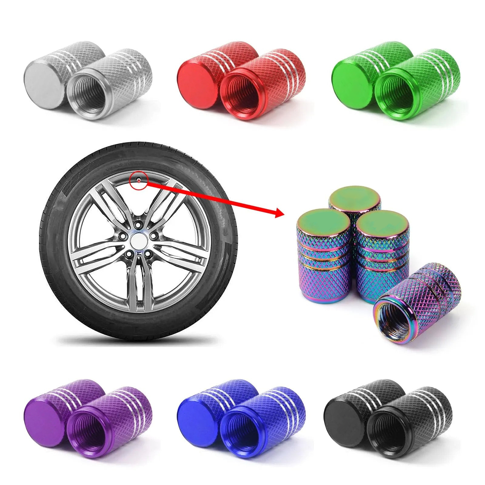 Tesla Valve Stem Caps (4 Pcs)