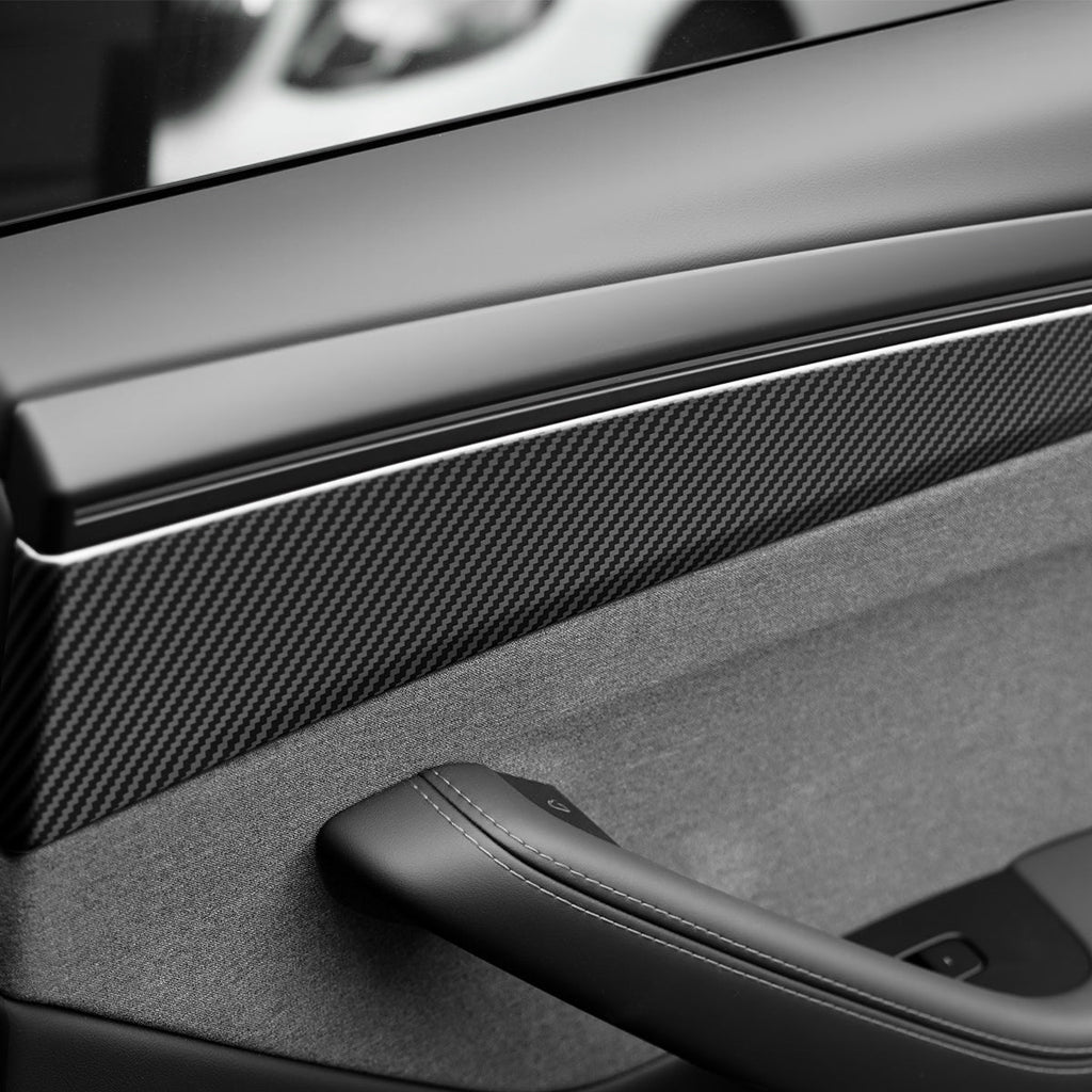 Dry Carbon Fiber Door Panel Trim Covers for Tesla Model Y Juniper