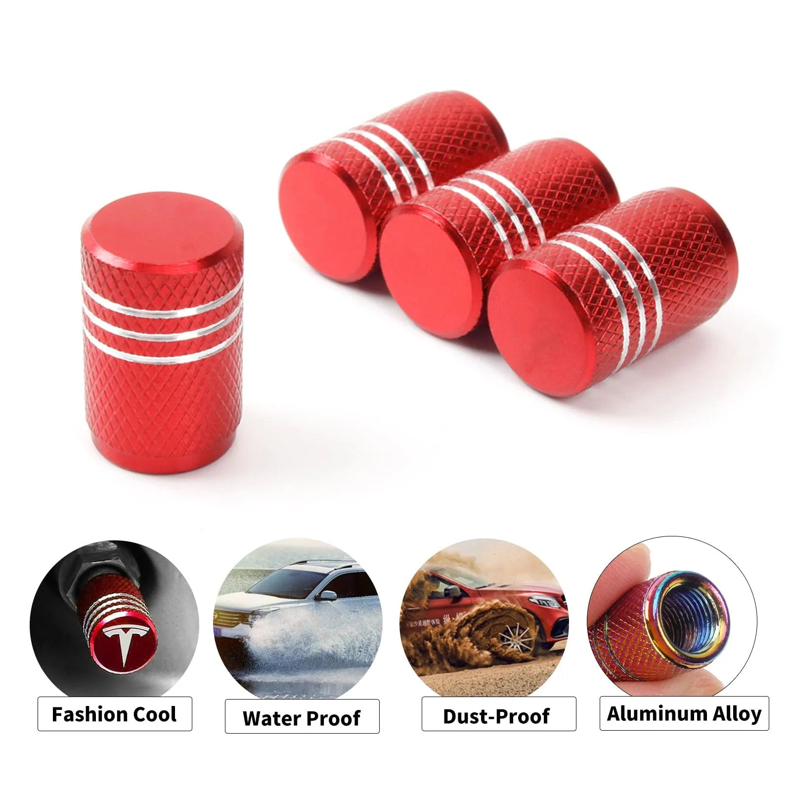 Tesla Valve Stem Caps (4 Pcs)