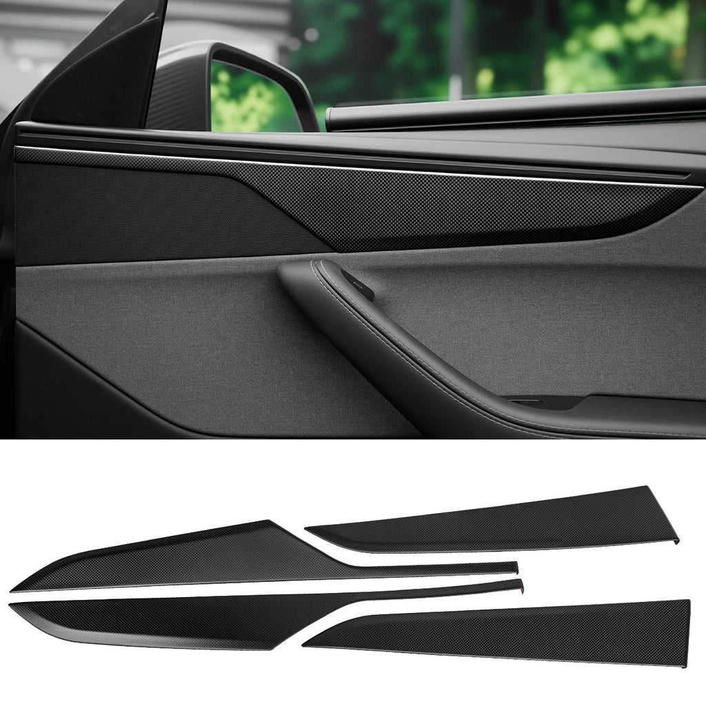 Dry Carbon Fiber Door Panel Trim Covers for Tesla Model Y Juniper