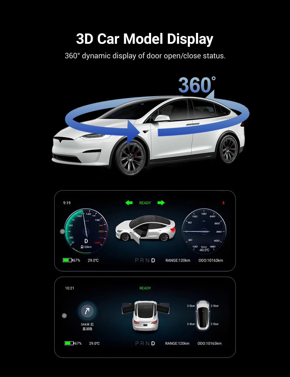 10.25‘’ Android 4G Tesla Model 3 / Y Display LCD Instrument Dashboard Screen