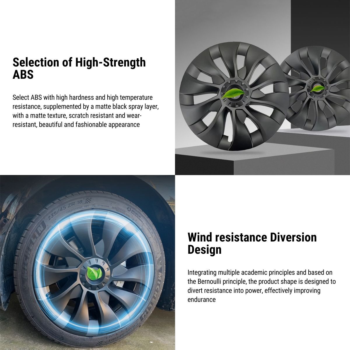 18″ 19″ Hubcaps for Model 3/Y (4PCS)