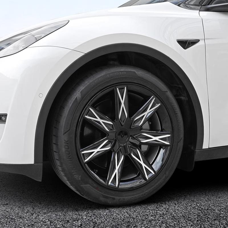 19 Double Star ABS Wheel Covers for Model Y Gemini | 4-Piece Set | Aerodynamic | Weather-Resistant
