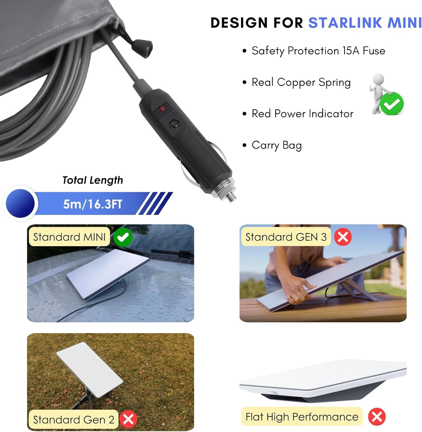 2-in-1 Car & USB-C DC Power Adapter for Starlink Mini