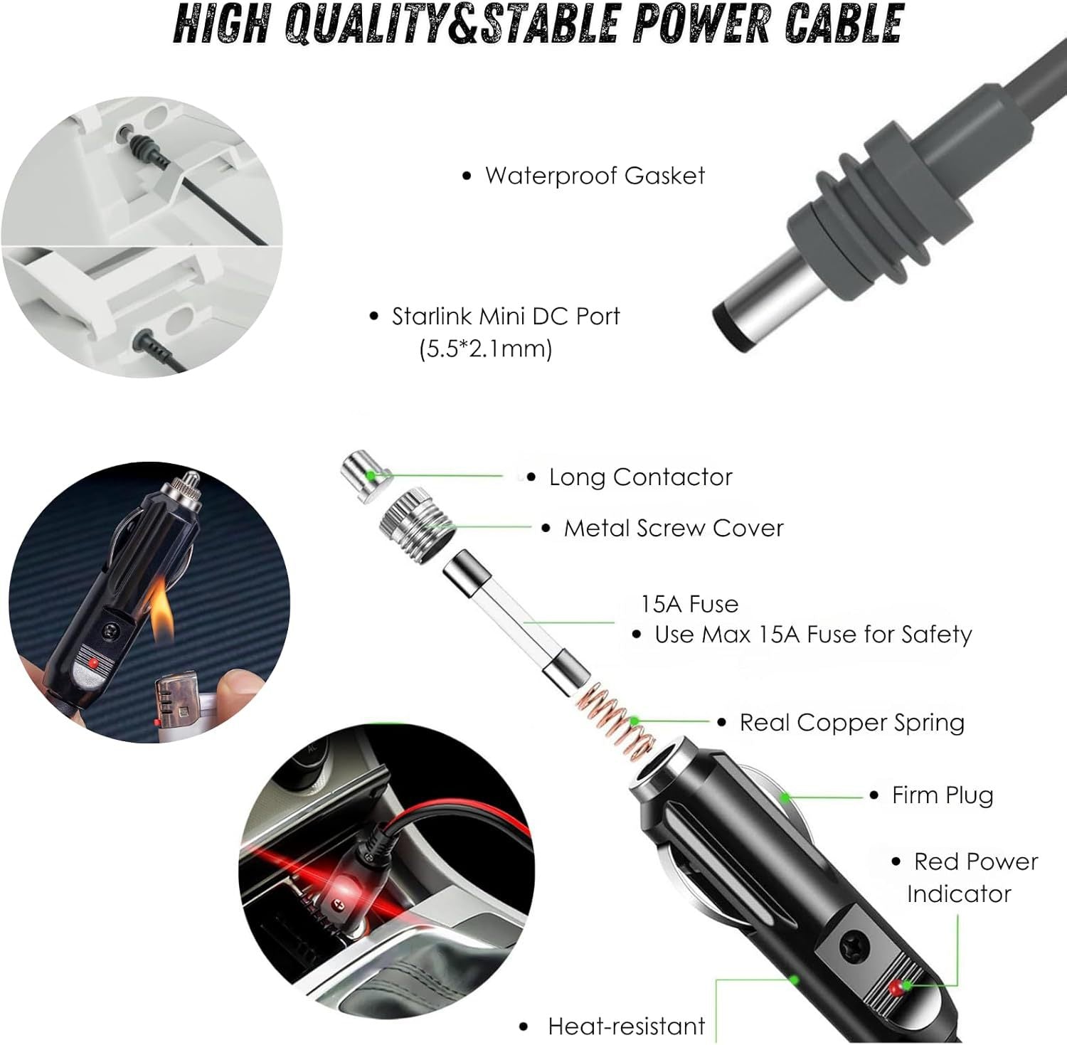 2-in-1 Car & USB-C DC Power Adapter for Starlink Mini