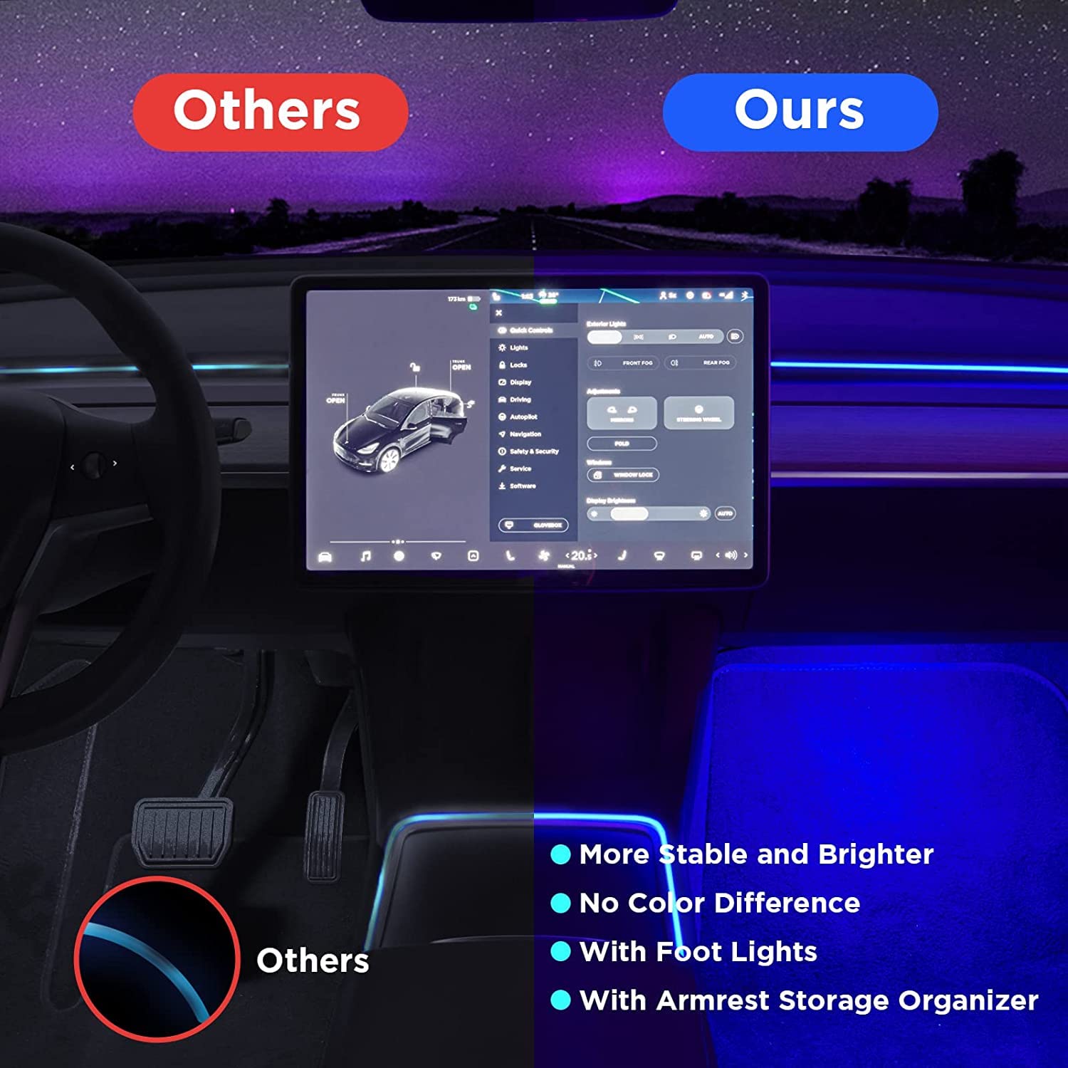 Interior Car Neon Lights Tesla Model 3（2019-2023）/ Y（2020-2024）
