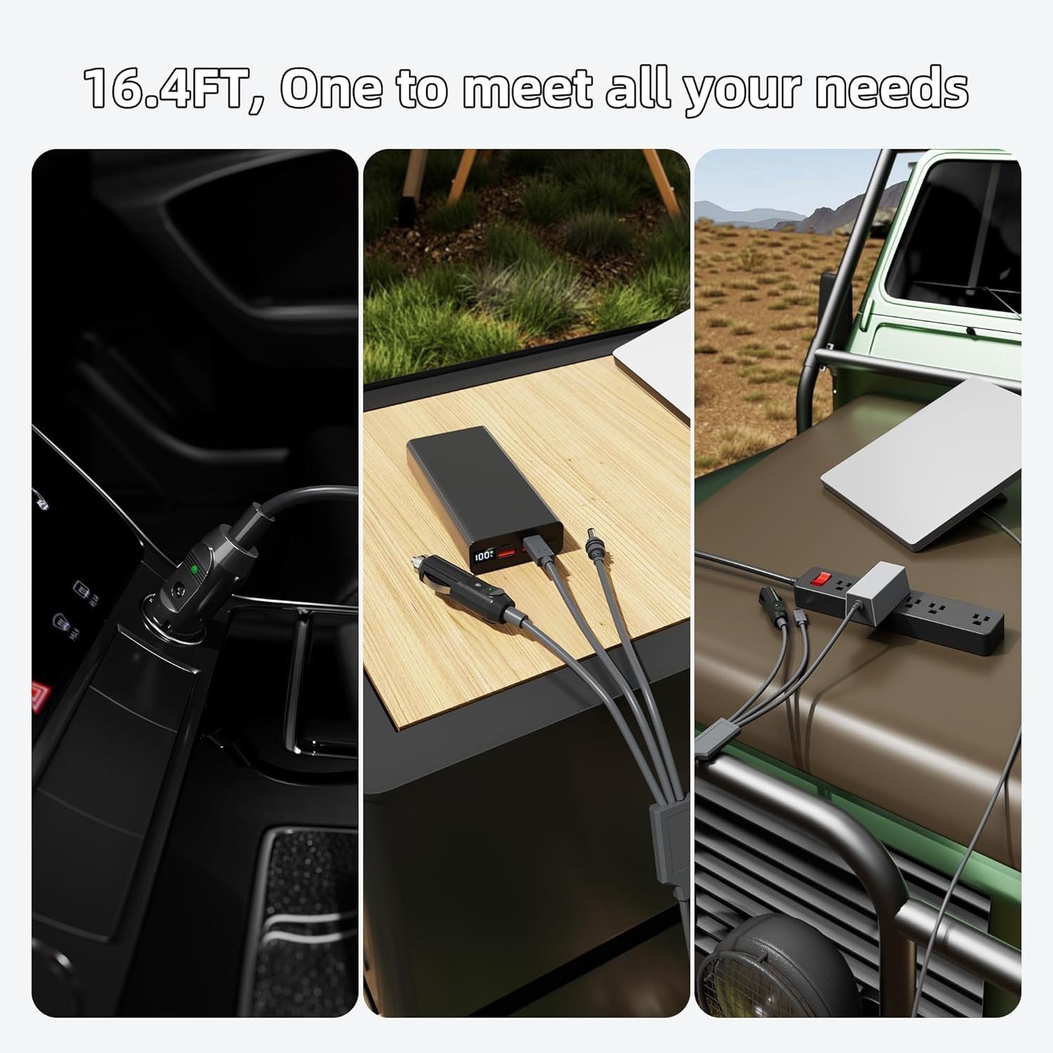 3-in-1 Car Charging Power Cable for Starlink Mini