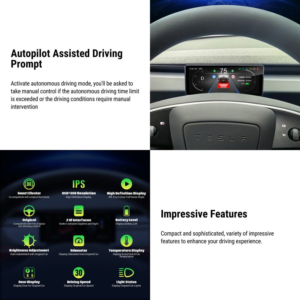 6.2'' Dashboard Screen Display for Tesla Model 3 / Model Y