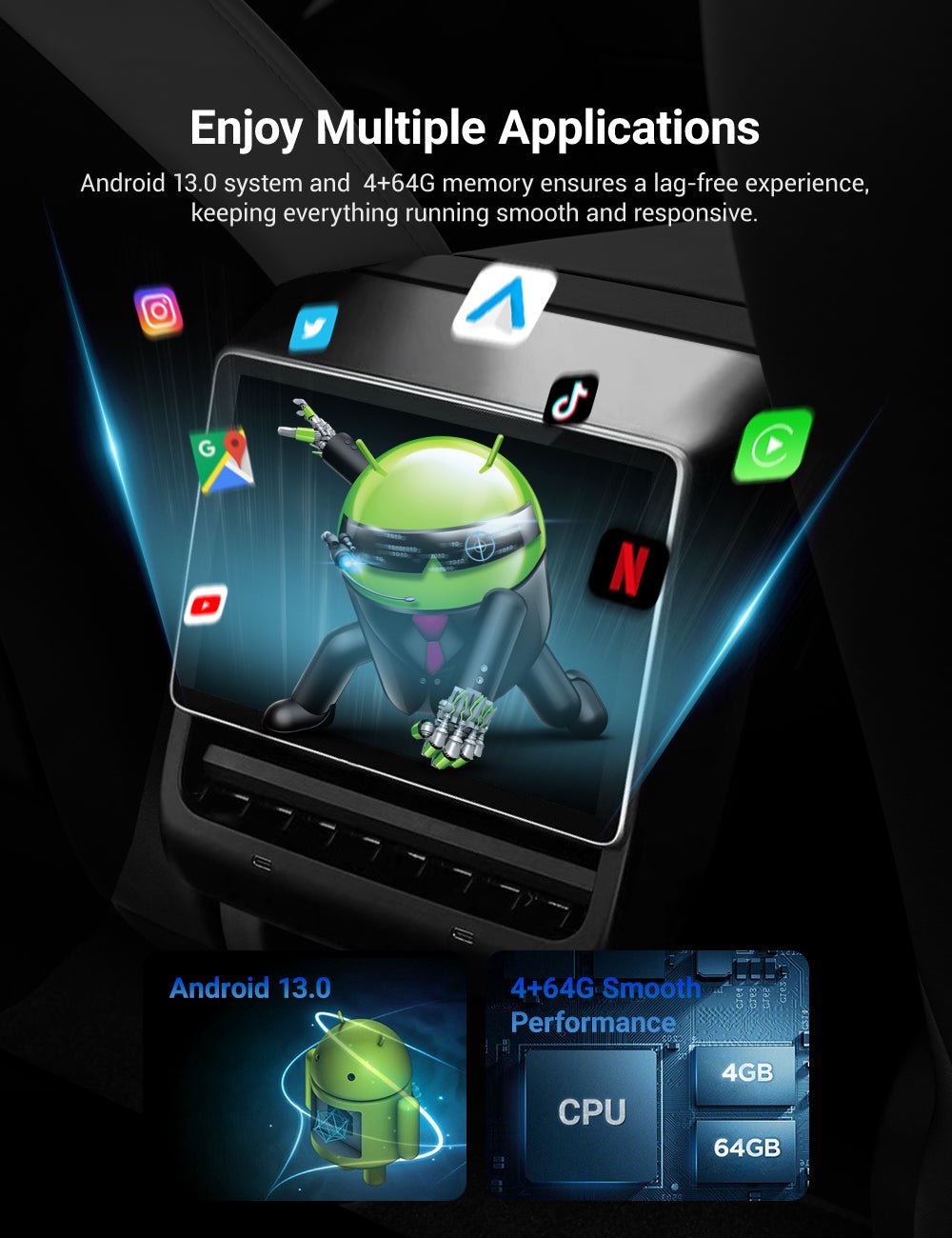 8 Inch 4G Android Rear Entertainment Screen Display for Tesla Model Y / 3