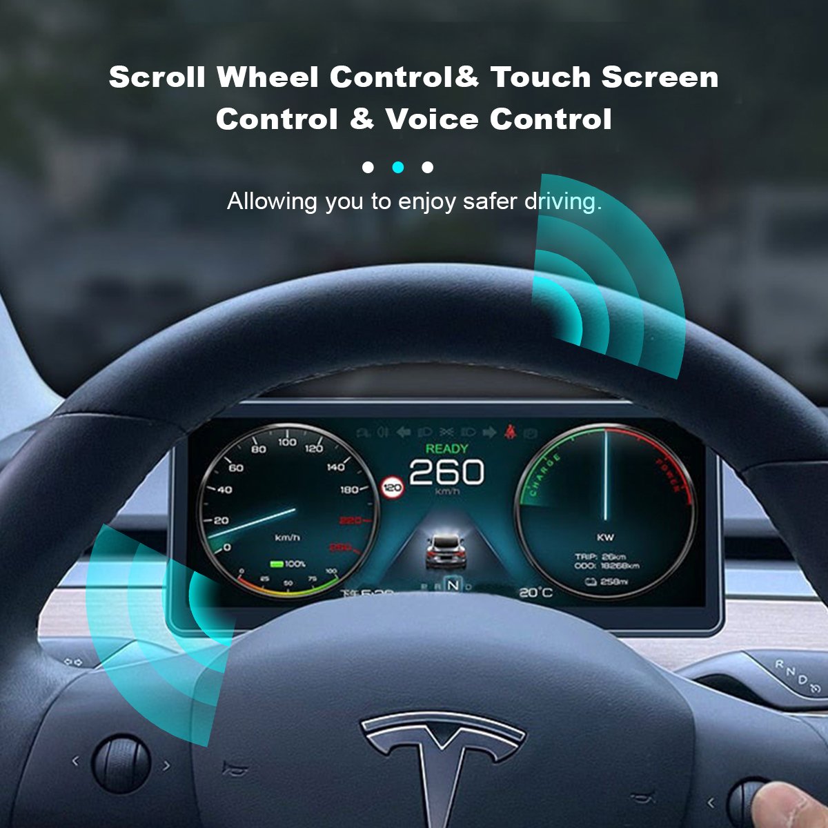 9‘’ Carplay Instrument Dashboard Screen Display for Tesla Model 3 / Y