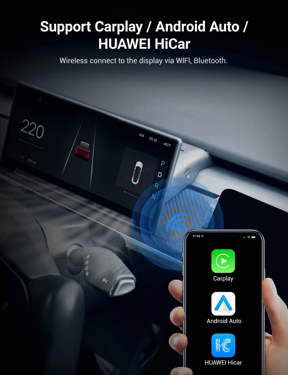 9 Inch Screen Dashboard Display With Carplay & Android Auto for Tesla Model 3 / Model Y