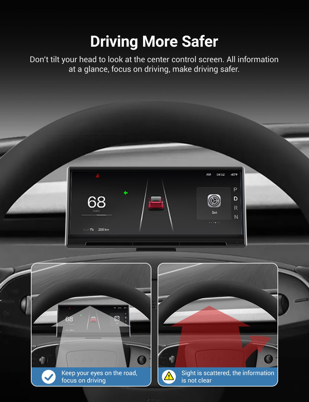 9 Inch Screen Dashboard Display With Carplay & Android Auto for Tesla Model 3 / Model Y