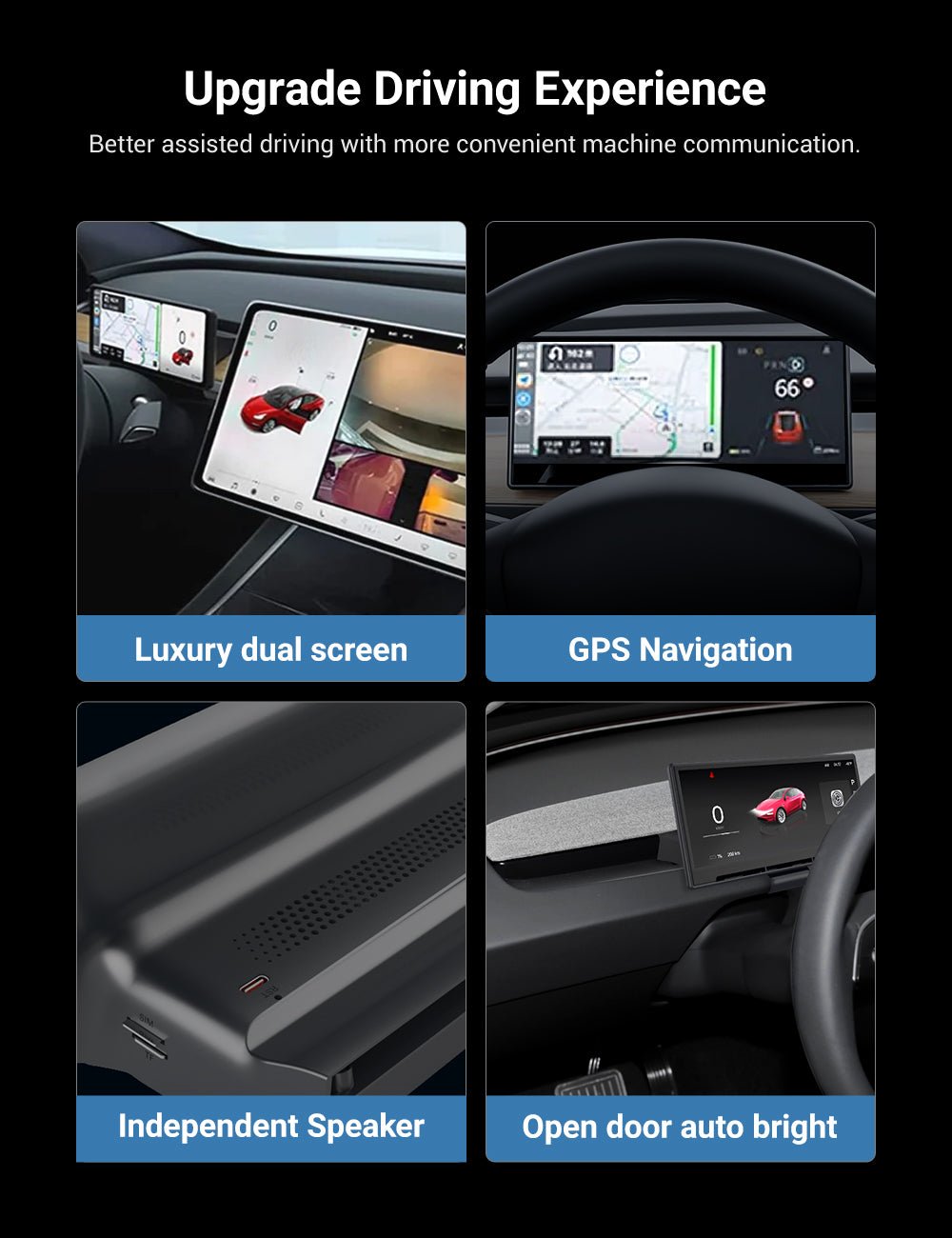 9 Inch Screen Dashboard Display With Carplay & Android Auto for Tesla Model 3 / Model Y