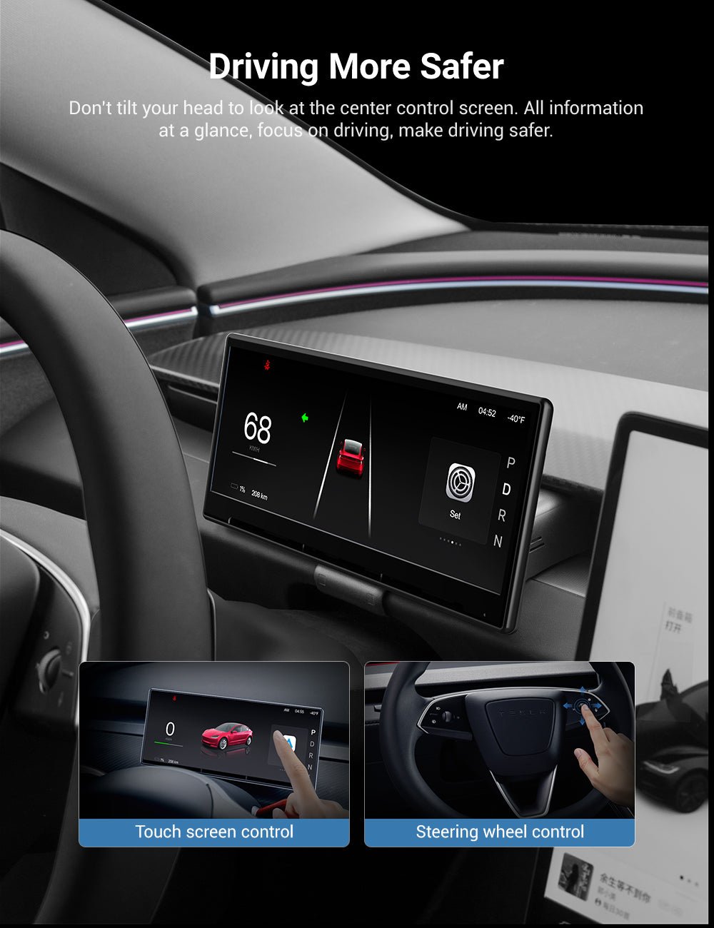 9 Inch Screen Dashboard Display With Carplay & Android Auto for Tesla Model 3 / Model Y