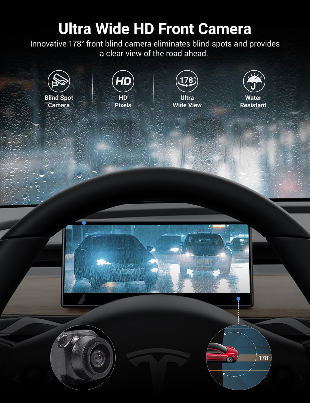 9 Inch Screen Dashboard Display With Carplay & Android Auto for Tesla Model 3 / Model Y
