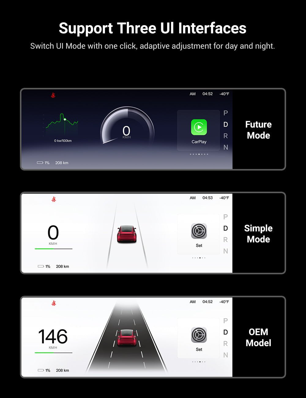 9 Inch Screen Dashboard Display With Carplay & Android Auto for Tesla Model 3 / Model Y
