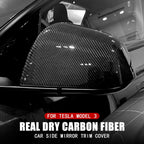 Carbon Fiber Side Mirror Covers (1 Pair) for Tesla Model 3 (2017-2023.10) / Model Y (2020-2024)
