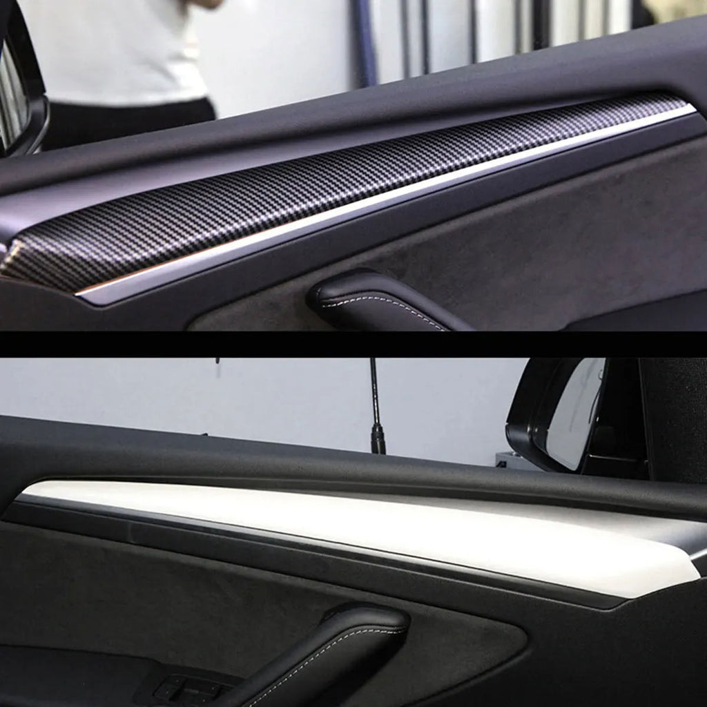 Carbon Fiber Textured Inner Door Panel Cover for Tesla Model 3/Y (2021-2023)