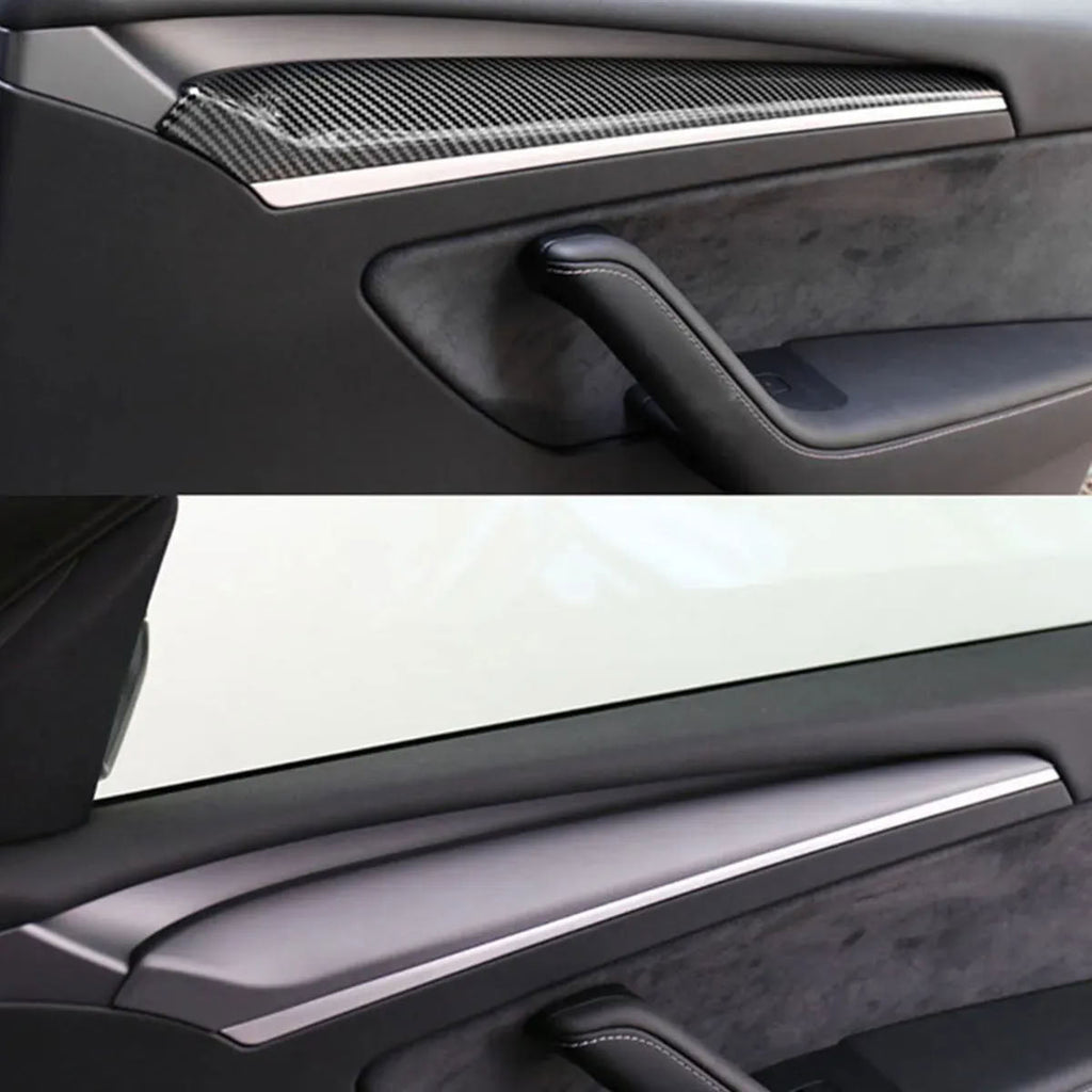 Carbon Fiber Textured Inner Door Panel Cover for Tesla Model 3/Y (2021-2023)
