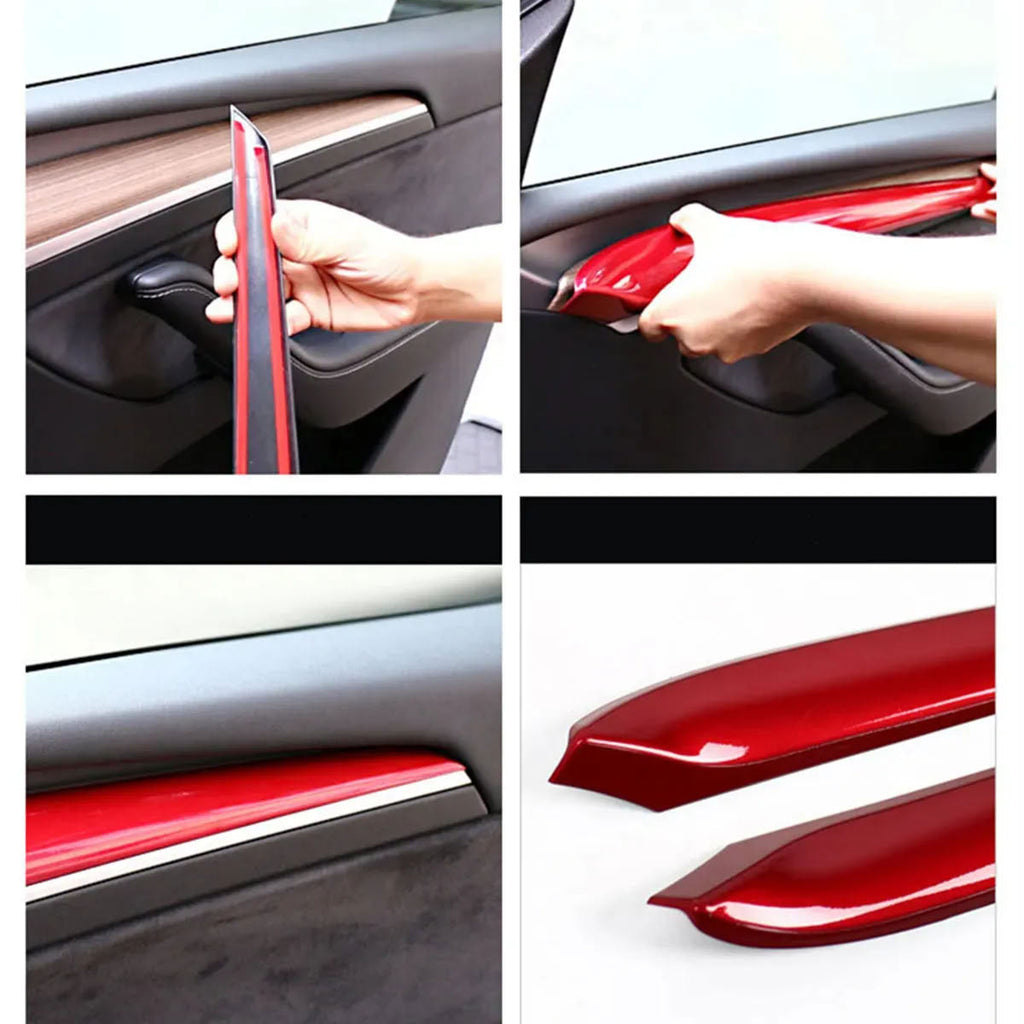 Carbon Fiber Textured Inner Door Panel Cover for Tesla Model 3/Y (2021-2023)