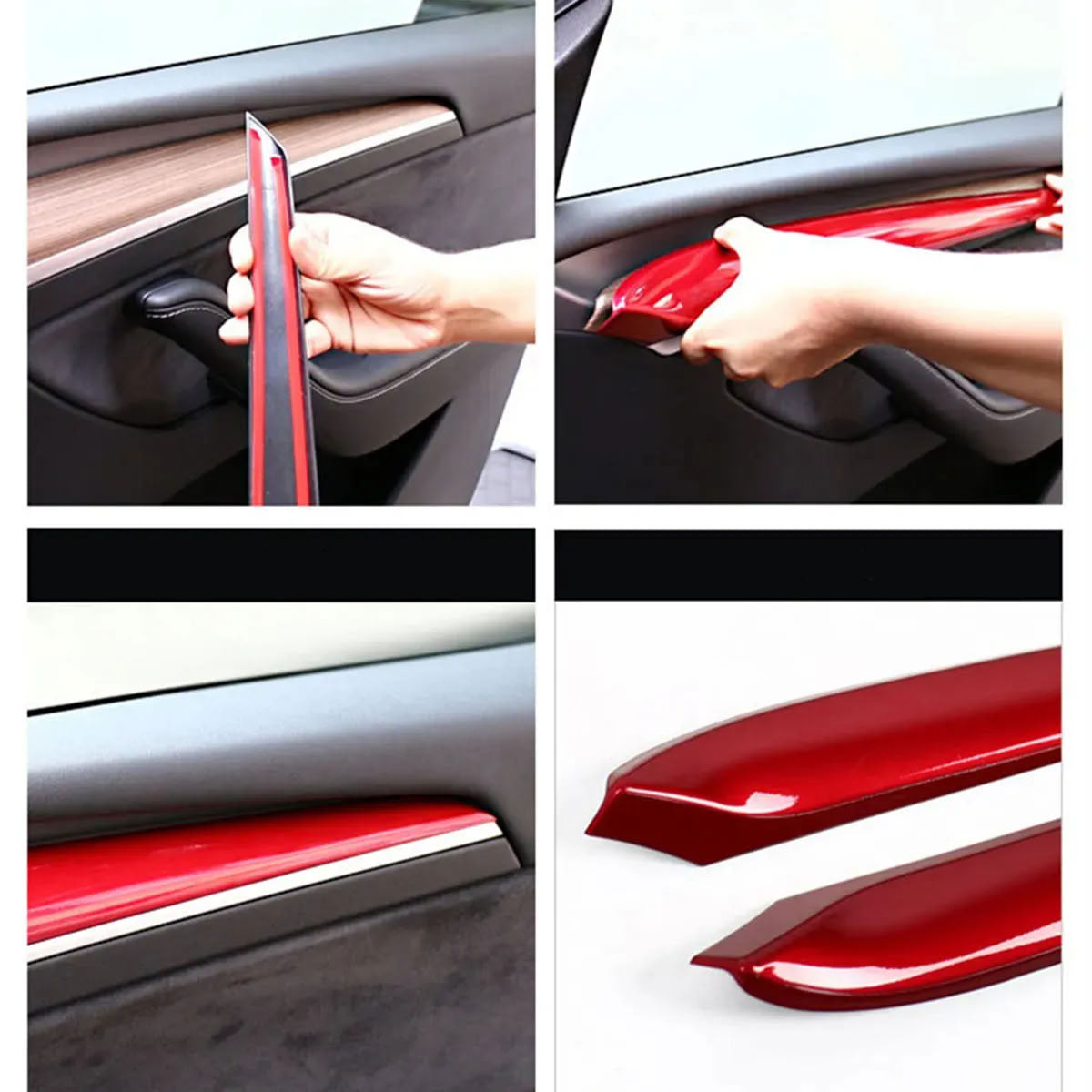 Carbon Fiber Textured Inner Door Panel Cover for Tesla Model 3/Y (2021-2023)