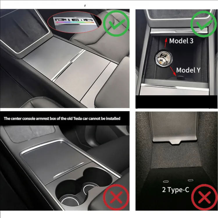 Center Console Ambient Light USB Hub Tesla Model Y Juniper / Model 3 Highland
