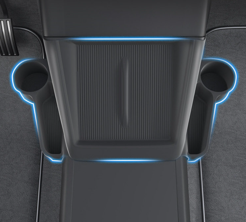Center Console Wireless Charging Pad with Side Pockets For Tesla Model 3 Highland & Model Y Juniper