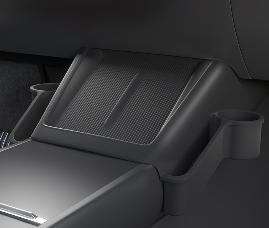 Center Console Wireless Charging Pad with Side Pockets For Tesla Model 3 Highland & Model Y Juniper
