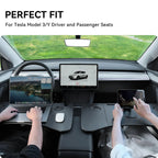 Foldable In-Car Laptop & Dining Table with Carbon Fiber Texture for Tesla Model 3 / Model Y