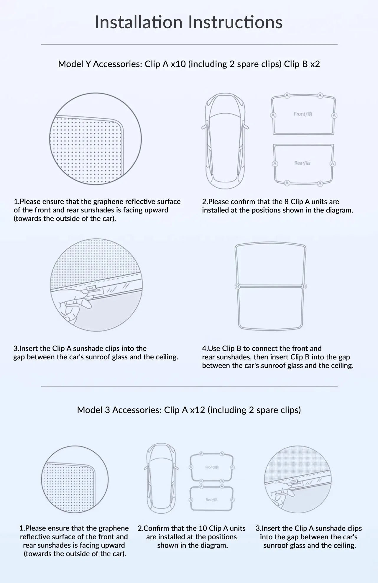 Graphene Sunshade for Tesla Model 3/Y