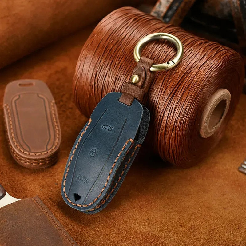 Handmade Leather Tesla Model S/3/X/Y Key Fob Case Cover