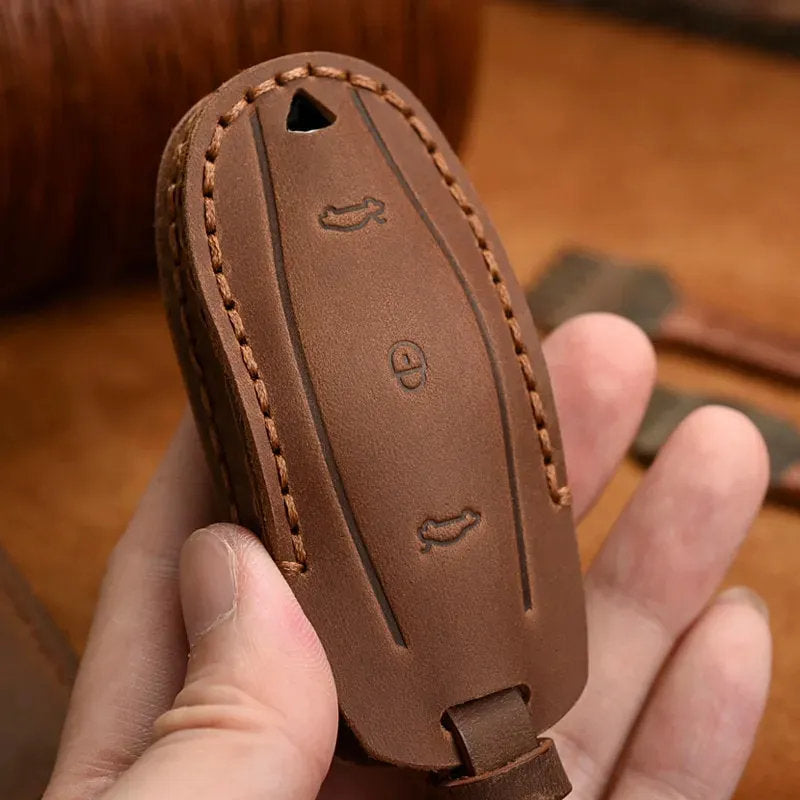 Handmade Leather Tesla Model S/3/X/Y Key Fob Case Cover