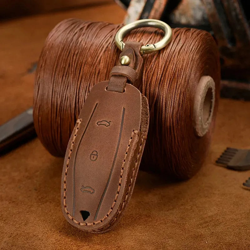 Handmade Leather Tesla Model S/3/X/Y Key Fob Case Cover