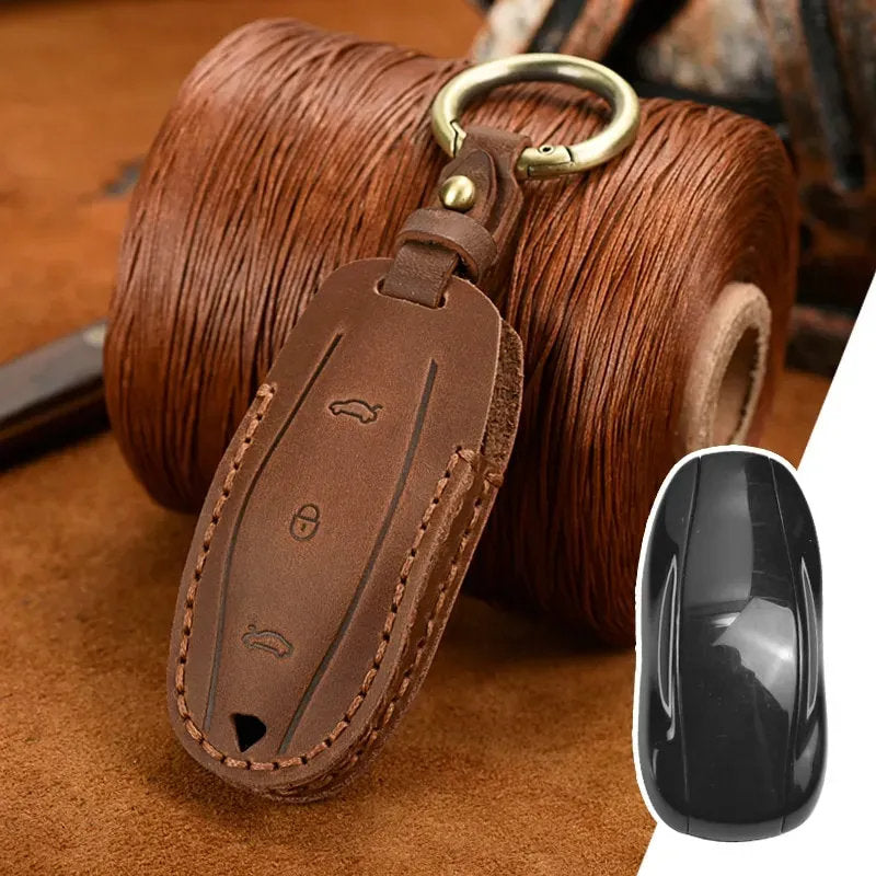 Handmade Leather Tesla Model S/3/X/Y Key Fob Case Cover