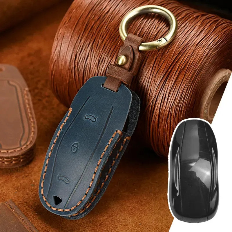 Handmade Leather Tesla Model S/3/X/Y Key Fob Case Cover