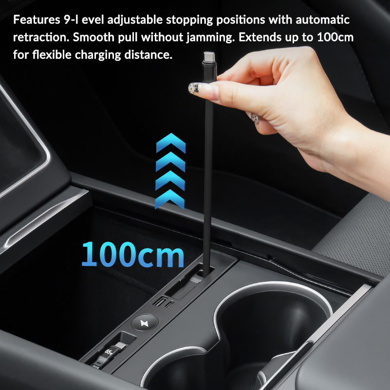 USB Hub with Built-in Apple Watch Wireless Charger for Tesla Model 3 Highland & Model Y Juniper