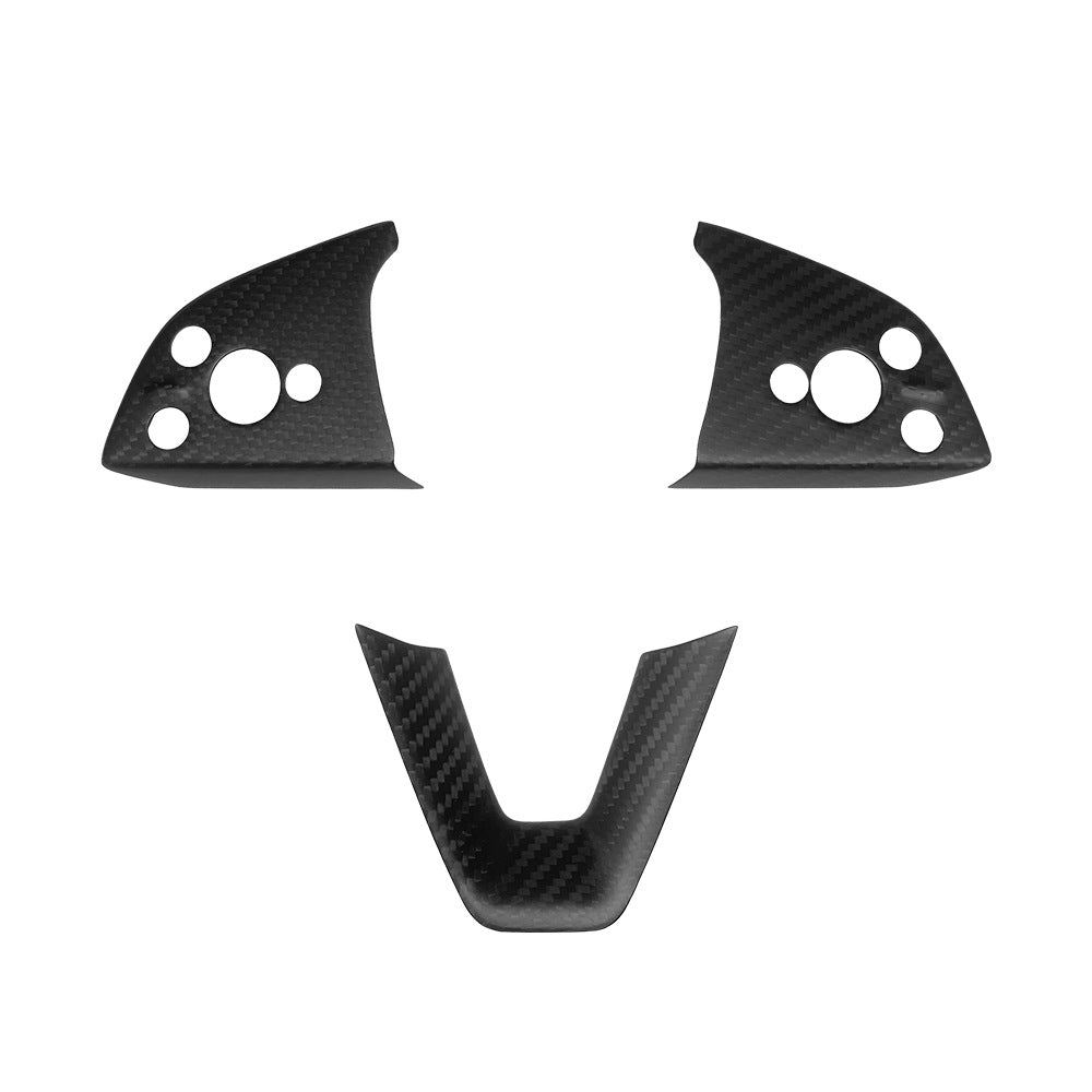 Steering Wheel Bezel Overlay Real Dry Carbon Fiber for Model 3 Highland & Model Y Juniper (3 Pieces)