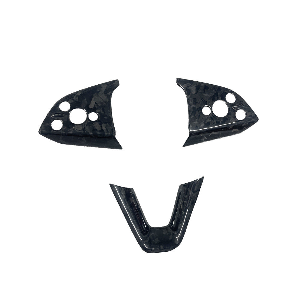 Steering Wheel Bezel Overlay Real Dry Carbon Fiber for Model 3 Highland & Model Y Juniper (3 Pieces)