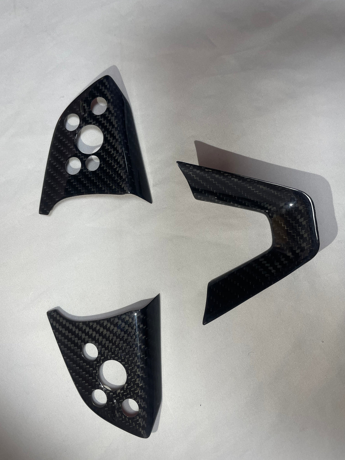Steering Wheel Bezel Overlay Real Dry Carbon Fiber for Model 3 Highland & Model Y Juniper (3 Pieces)