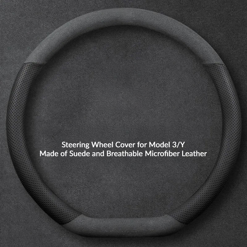 Suede Steering Wheel Cover for Tesla Model 3/Y