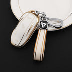 TPU Key Fob Cover for Tesla Model 3/Y/X/S – Full Protection, Fashionable Gold-Rimmed Design