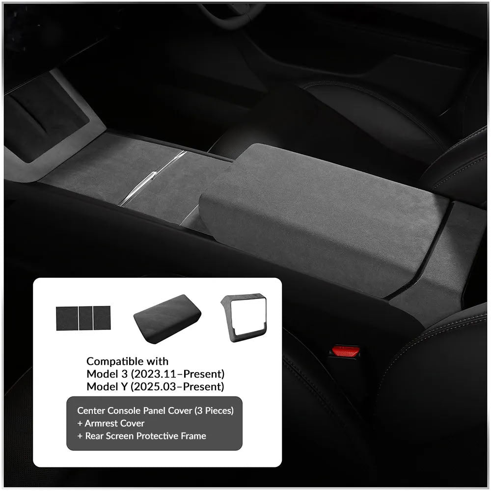 Tesla Model Y Juniper / 3 Highland Suede Armrest Cover & Interior Trim Kit (5-Piece)