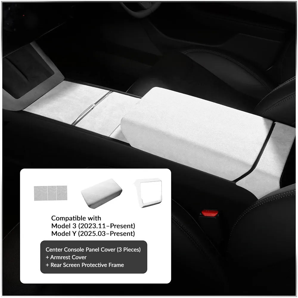 Tesla Model Y Juniper / 3 Highland Suede Armrest Cover & Interior Trim Kit (5-Piece)