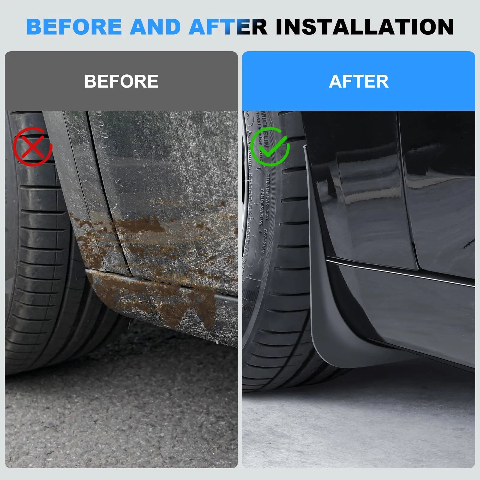 Mud Flaps for Tesla Model 3 Highland 2024+ (Set of 4)