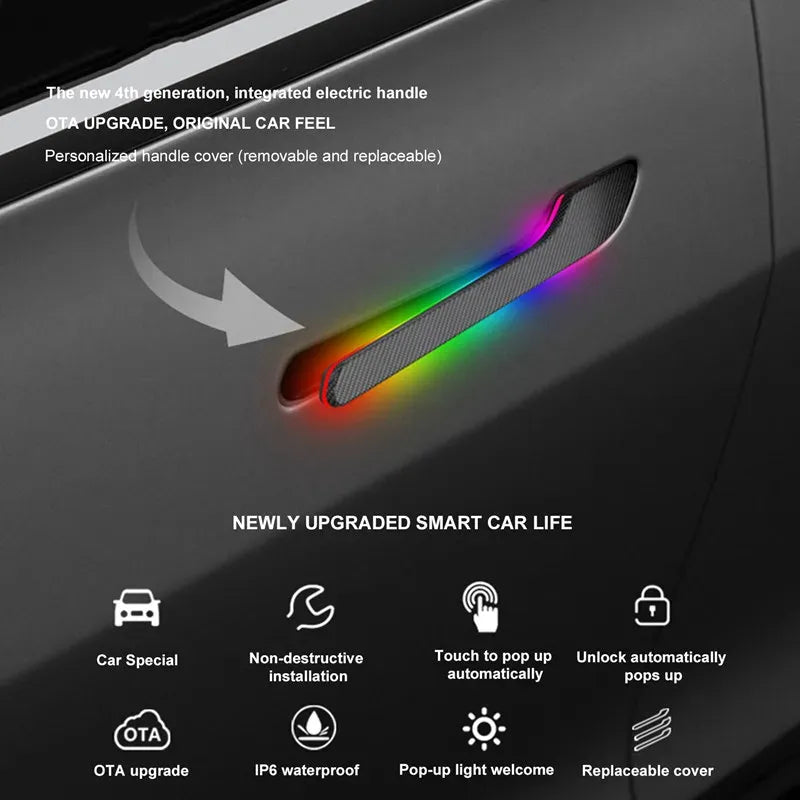 Auto Door Handle With LED for Tesla Model Y / 3 (4PCS)