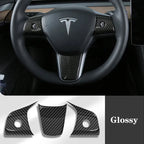 True Carbon Fiber Steering Wheel Patch for Tesla Model 3/Y