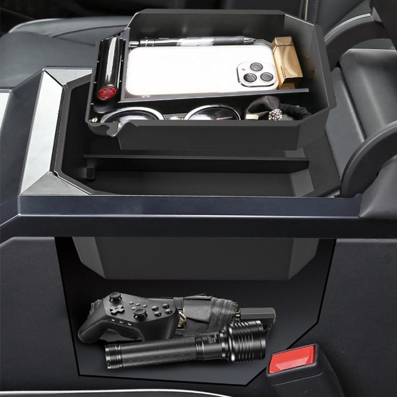 Armrest Storage Box Double Layer for Tesla Cybertruck